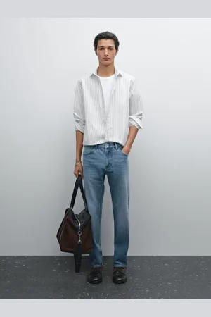 Massimo Dutti Camisa Regular Fit Às Riscas 100% Algodão
