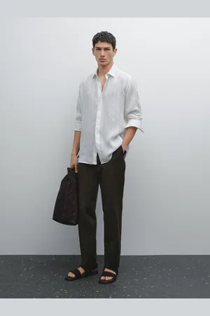 Massimo Dutti Camisa Com Risca Diplomática 100% Linho