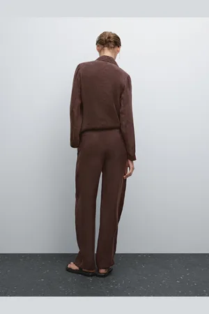 Massimo Dutti Calças Barrel Fit Fluidas De Conjunto