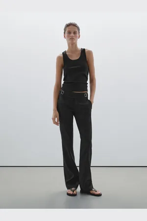 Massimo Dutti Calças Straight Fit De Cintura Baixa Stretch