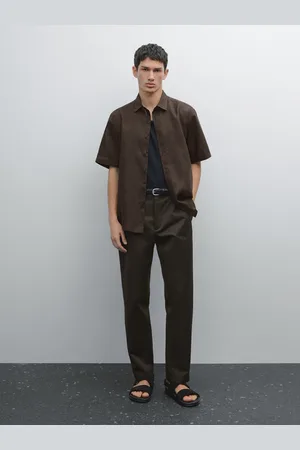 Massimo Dutti Camisa Regular De Manga Curta 100% Linho