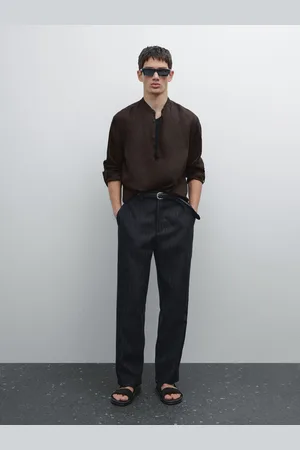Massimo Dutti Camisa Com Gola De Tira 100% Linho