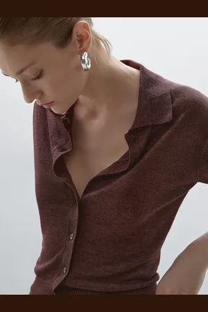 Massimo Dutti Cardigan De Manga Curta 100% Linho