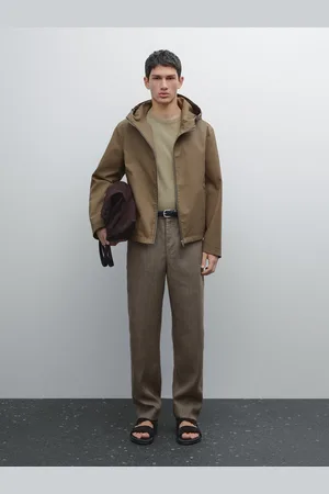 Massimo Dutti Calças Às Riscas 100% Linho