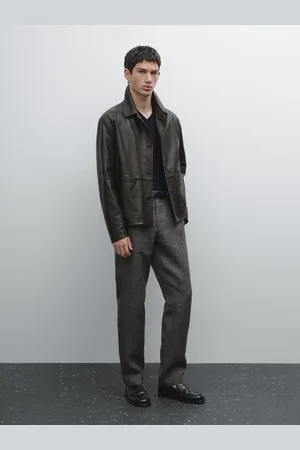 Massimo Dutti Calças Straight Fit 100% Linho