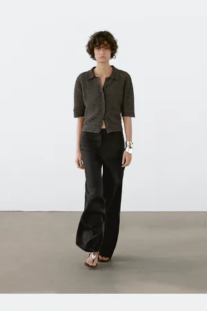 Massimo Dutti Cardigan De Malha Rendilhada Com Manga Curta