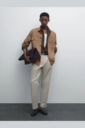 Massimo Dutti Calças Com Pinça Em Mistura De Algodão