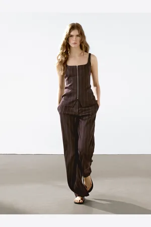 Massimo Dutti Colete Justo Às Riscas Com Fecho De Correr