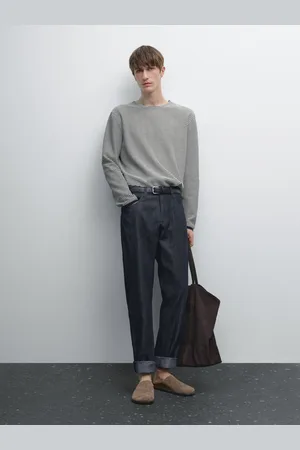 Massimo Dutti Jeans Tapered Fit Em Mistura De Algodão