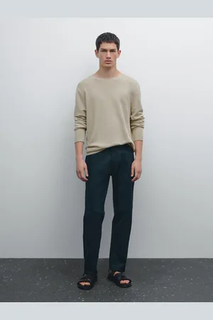 Massimo Dutti Calças De Cinco Bolsos Tapered Fit Em Mistura De Algodão