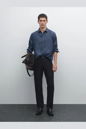 Massimo Dutti Calças Tapered Fit Com Algodão