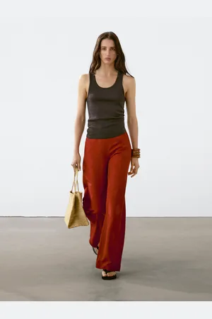 Massimo Dutti Calças Com Pormenor De Pinças Com Linho
