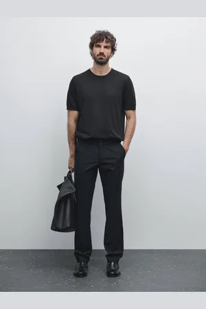 Massimo Dutti Calças Slim Fit De Lona Em Mistura De Algodão