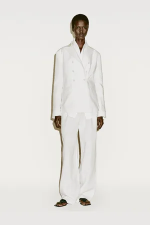 Massimo Dutti Blazer Cruzado Justo Em Linho
