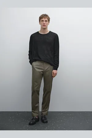 Massimo Dutti Calças Slim Fit Em Mistura De Algodão