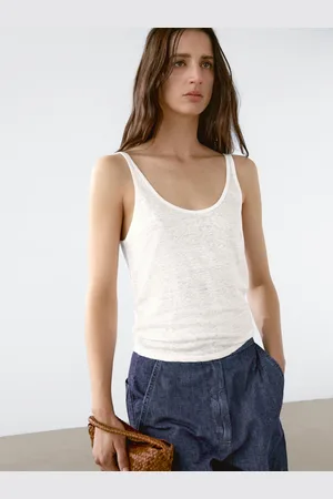 Massimo Dutti Top De Alças 100% Linho