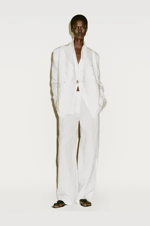 Massimo Dutti Calças Direitas Fluidas Com Pormenor De Pinça