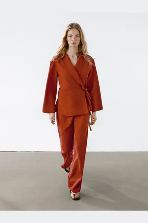 Massimo Dutti Calças Com Pormenor De Pinças Com Linho