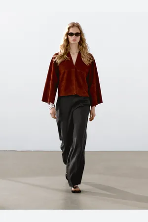 Massimo Dutti Calças Fluidas Com Pregas 100% Linho