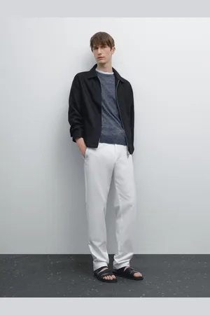 Massimo Dutti Calças Slim Fit De Lona Em Mistura De Algodão