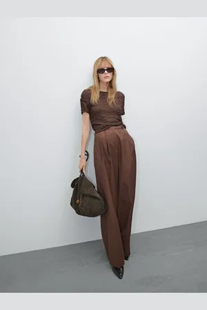 Massimo Dutti Calças Fluidas Com Dupla Pinça