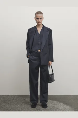 Massimo Dutti Blazer De Fato Cruzado Risca Diplomática