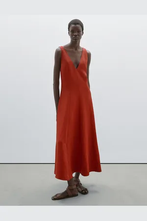 Massimo Dutti Vestido Comprido Fluido Com Roda