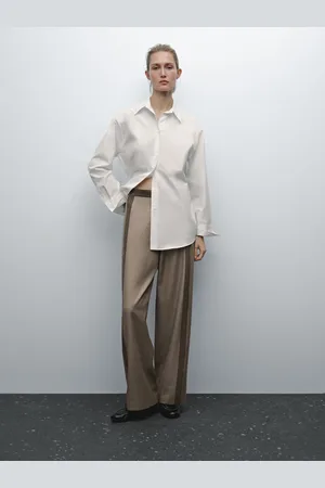 Massimo Dutti Calças Straight Com Pormenor De Fecho