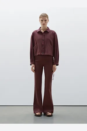 Massimo Dutti Calças Fluidas Flare Em Mistura De Linho
