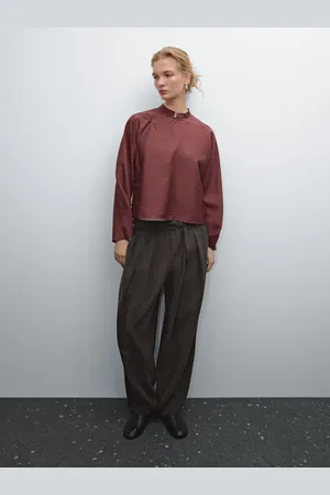Massimo Dutti Calças Com Volume Em Mistura De Seda