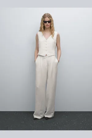 Massimo Dutti Colete Curto Com Decote Em Bico