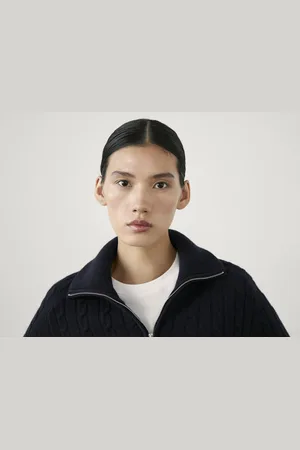 Massimo Dutti Cardigan De Malha Entrançada Com Fazenda