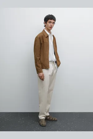 Massimo Dutti Calças De Cinco Bolsos Tapered Fit Em Mistura De Algodão