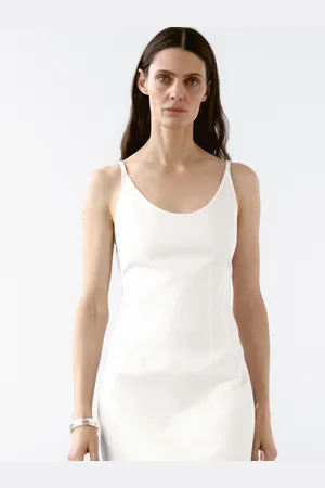 Massimo Dutti Vestido Midi De Alças Em Mistura De Algodão