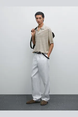 Massimo Dutti Polo De Malha Às Riscas 100% Linho