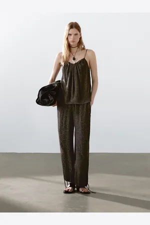 Massimo Dutti Top De Alças Fluido Em Jacquard