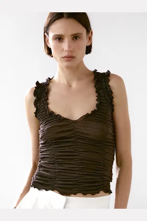 Massimo Dutti Top Com Efeito Enrugado Em Algodão