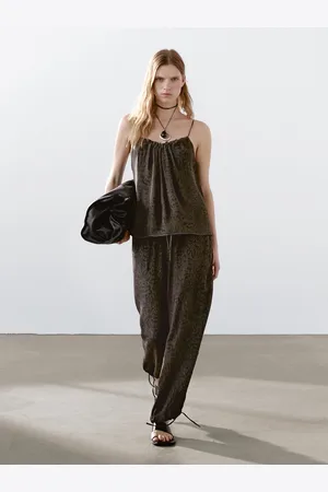 Massimo Dutti Calças Fluidas Amplas Jacquard