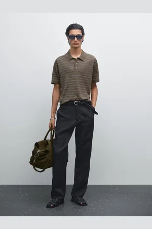 Massimo Dutti Polo De Malha Às Riscas 100% Linho
