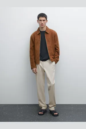 Massimo Dutti Calças Slim Fit De Lona Em Mistura De Algodão