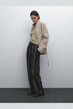 Massimo Dutti Calças Fluidas Leves Às Riscas