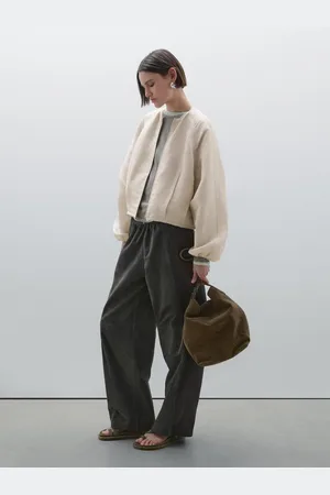 Massimo Dutti Casaco Bomber Desfiado Em Linho E Seda