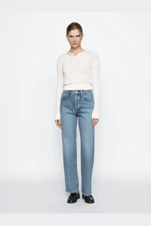 Massimo Dutti Jeans Straight De Cintura Subida Em Mistura De Algodão