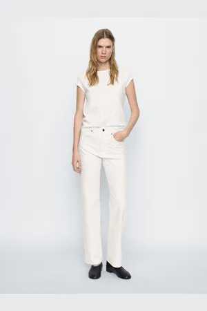 Massimo Dutti Jeans Straight De Cintura Subida Em Mistura De Algodão