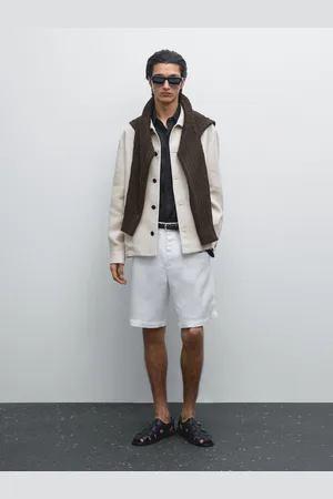 Massimo Dutti Calções Bermuda Semijogger Fit 100% Linho