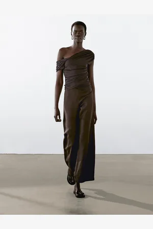 Massimo Dutti Top Cruzado Justo Com Decote Em Bico