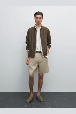 Massimo Dutti Calções Bermuda Semijogger Fit 100% Linho