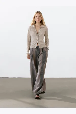 Massimo Dutti Cardigan De Malha Em Mistura De Linho Mélange