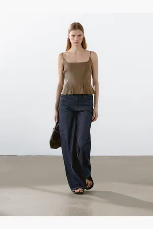 Massimo Dutti Top Fluido De Alças Com Linho