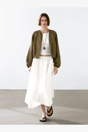 Massimo Dutti Casaco Bomber Desfiado Em Linho E Seda